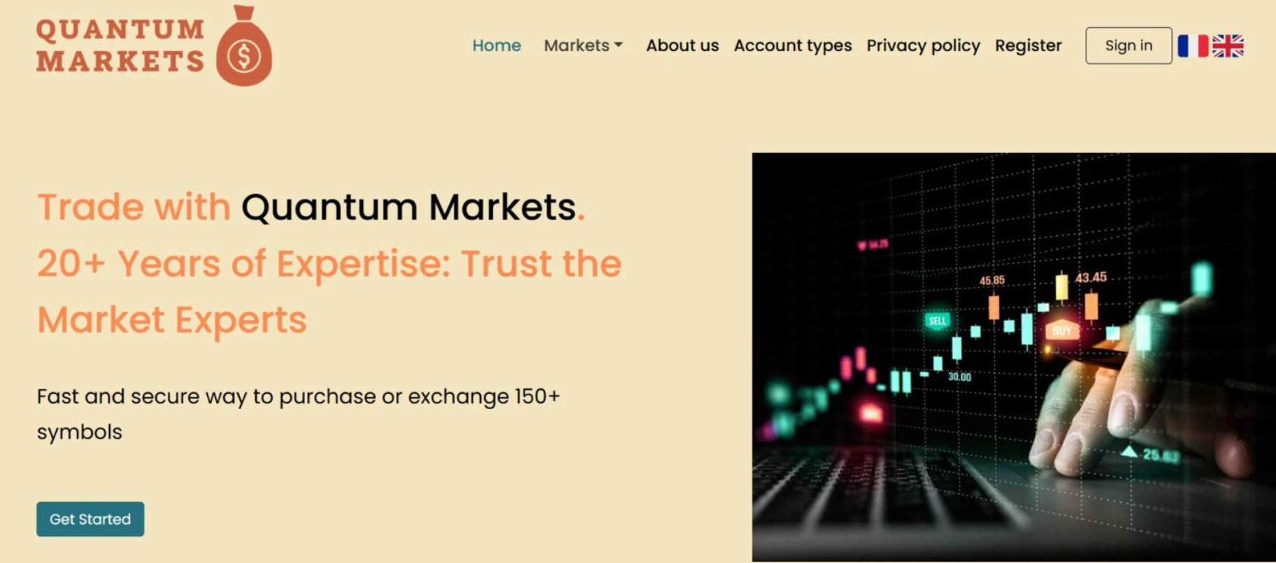 Quantum Markets homepage Quantum Markets homepage