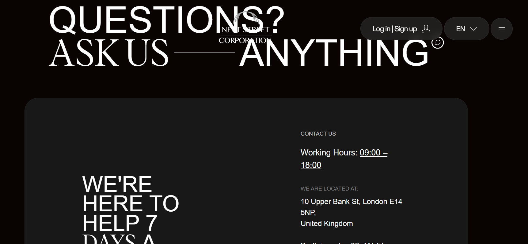 Next Street Corporation customer support help Next Street Corporation customer support help