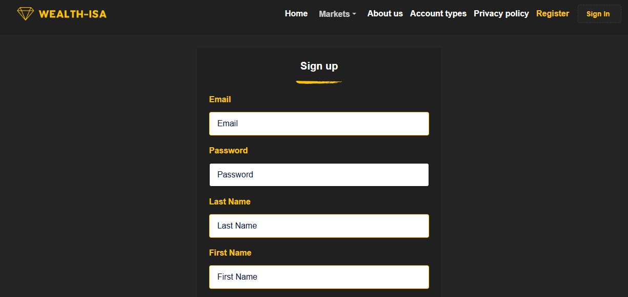WEALTH-ISA Signup Page WEALTH-ISA Signup Page